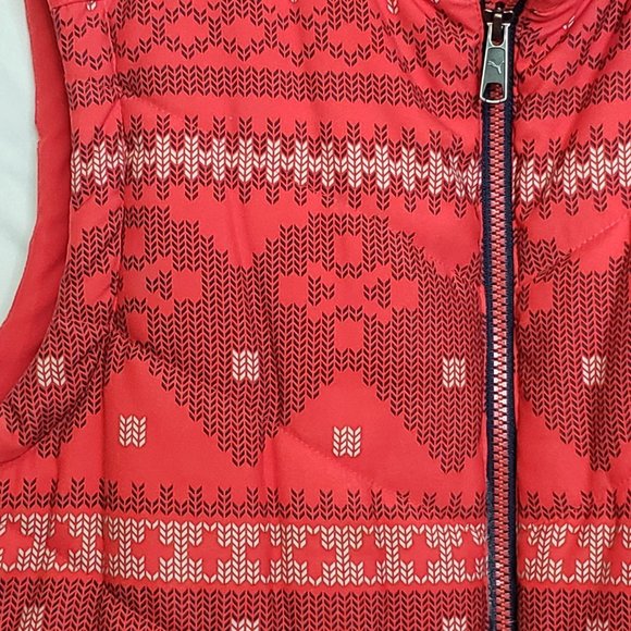Puma Puffer Vest Red Sweater Pattern Zip Up Adult Med Sport Lifestyle - Picture 3 of 12